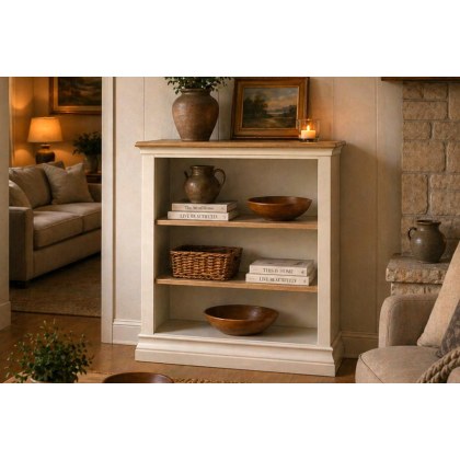 Provence Painted Off-White Oak Low Bookcase