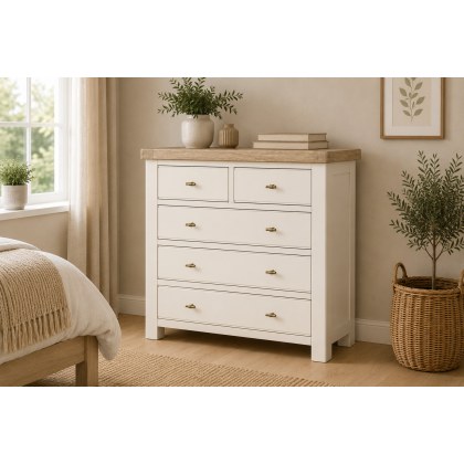 Windsor Country Oak Painted 2 Over 3 Chest of Drawers