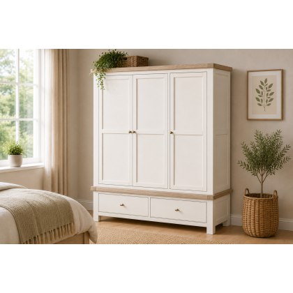 Windsor Country Oak Painted Triple Wardrobe
