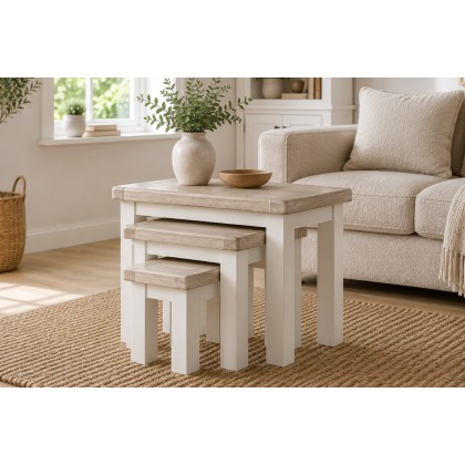 Windsor Country Oak Painted Nest of Tables