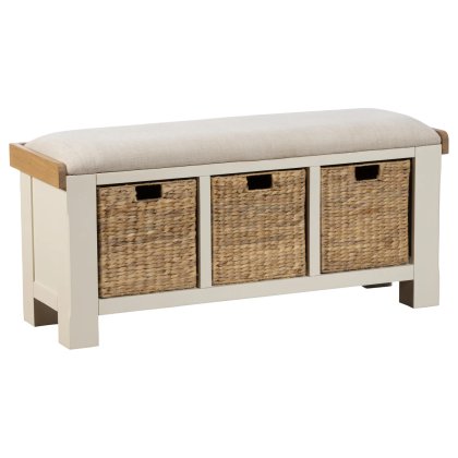 Burford Painted Oak 110cm Upholstered Hall Bench Burford Painted Oak 110cm Upholstered Hall Bench