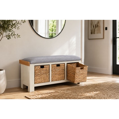 Burford Painted Oak 110cm Upholstered Hall Bench
