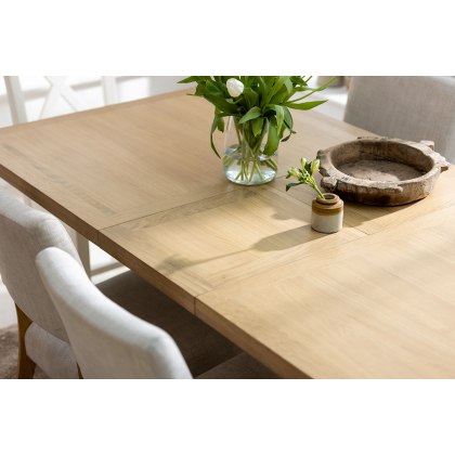 Burford Painted Oak 130-180cm Ext Dining Table Set + 4 Upholstered Chairs