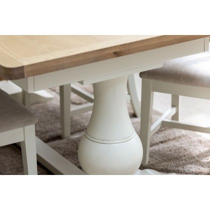 Burford Painted Oak 160-200cm Ext Pedestal Dining Table + 4 Upholstered Chairs
