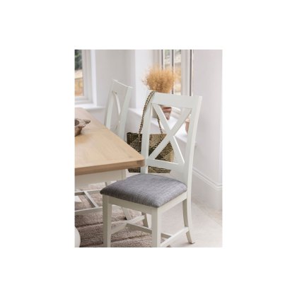 Burford Painted Oak 160-200cm Ext Pedestal Dining Table Set + 4 X-Back Chairs