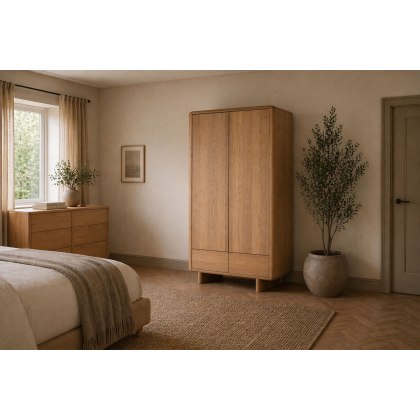 Flynn Natural Oak Double Wardrobe Flynn Natural Oak Double Wardrobe