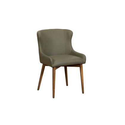 Logan Green PU Leather Curved Back Dining Chair with Ash Legs (Pair)