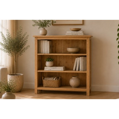 Devon 100% Solid Oak Low Bookcase