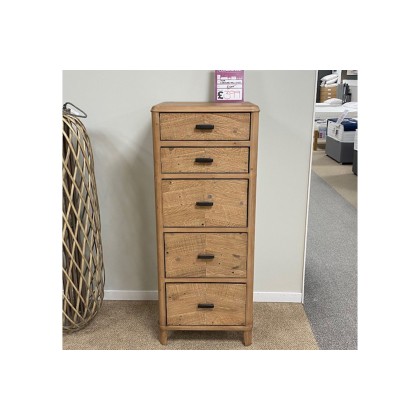 Ex-Display St Austell - Baker Jude Reclaimed Wood 5 Drawer Tall Chest of Drawers