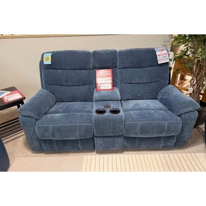 Ex-Display Truro - Halo Fabric 2 Seater Power Head Tilt Recliner Sofa With Console
