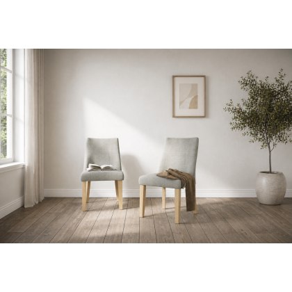 Luna Fabric Dining Chair in Beige (Pair) Luna Fabric Dining Chair in Beige (Pair)