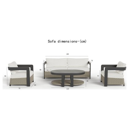 Selene 5 Seater Luxury Lounge Set in Onyx Aluminium, Woven Base & Sintered Stone Table