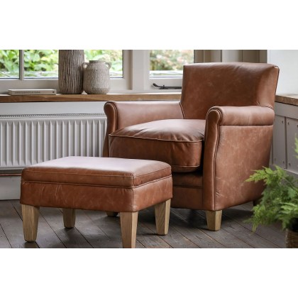 Gallery Direct Mr. Paddington Stool in Vintage Brown Leather Gallery Direct Mr. Paddington Stool in Vintage Brown Leather
