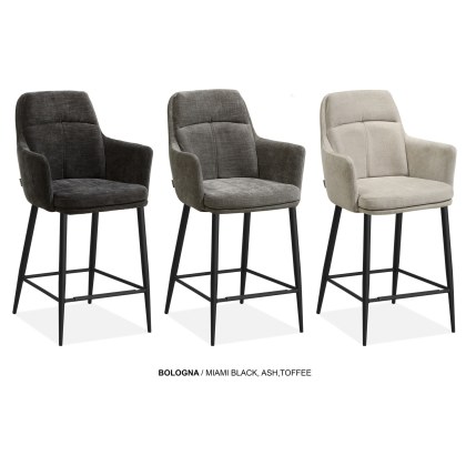 Bologna Fabric Bar Stool in Miami Black (Pair) Bologna Fabric Bar Stool in Miami Black (Pair)