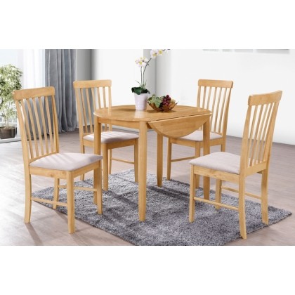 Alaska Oak Finish Round Drop Leaf Table
