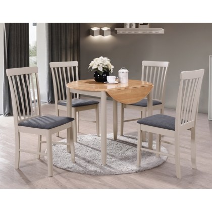 Alaska Painted Compact Round Drop Leaf Dining Table Set & 4 Chairs Alaska Painted Compact Round Drop Leaf Dining Table Set & 4 Chairs