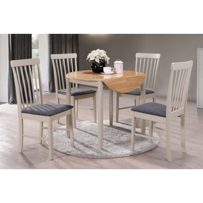 Alaska Painted Compact Round Drop Leaf Dining Table Set & 2 Chairs Alaska Painted Compact Round Drop Leaf Dining Table Set & 2 Chairs