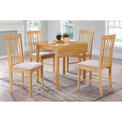 Alaska Oak Square Drop Leaf Dining Table Set & 4 Chairs