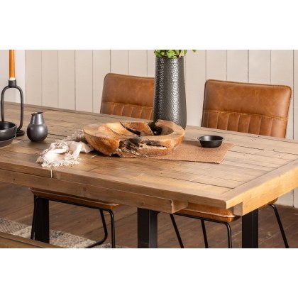 Nixon Reclaimed Wood 140-180cm Extending Dining Table Set & 4 Upholstered Wooden Chairs