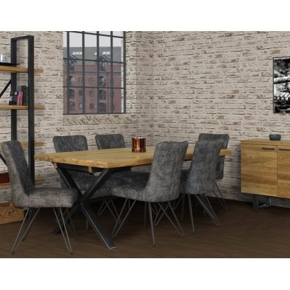 Forge Industrial 150 Dining Table Set & 4 Grey Dining Chairs