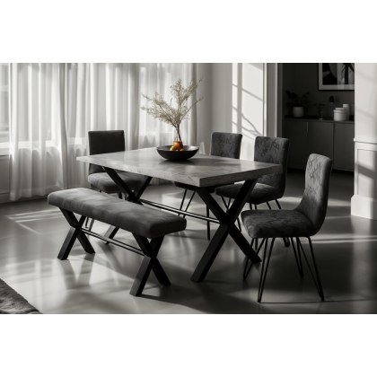 Forge Stone Effect 150 Dining Set Table, Bench and 2 Chairs