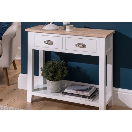 Chester Oak Painted White - 2 Console Table 85cm Wide| F&B All White Chester Oak Painted White - 2 Console Table 85cm Wide| F&B All White