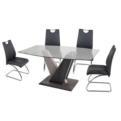 Zen Glass Dining Table Set & 4 Dining Chairs in Black Zen Glass Dining Table Set & 4 Dining Chairs in Black