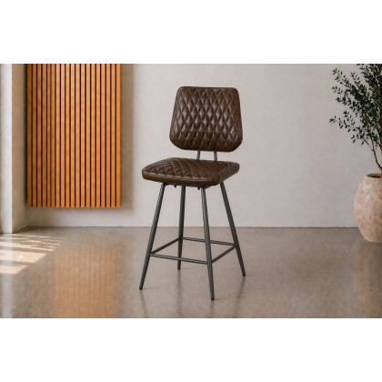 Dalton Quilted Dark Brown Bar Chair
