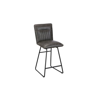 Cooper Grey Leather Bar Chair (Pair)