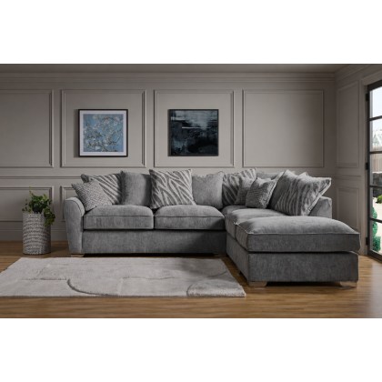 Fantasy L Shape Corner Chaise Sofa With Scatter Back