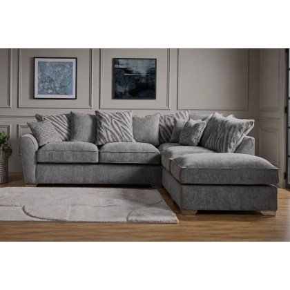 Fantasy L Shape Corner Chaise Sofa With Scatter Back