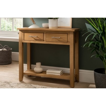 Chester Oak 2 Drawers Console Table 85cm Wide