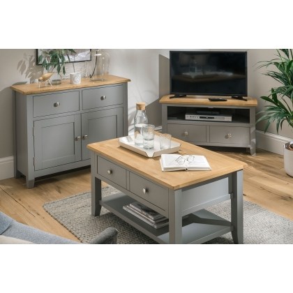 Chester Oak Painted Grey - Low Bookcase 70cm Wide| Moles Breath Grey