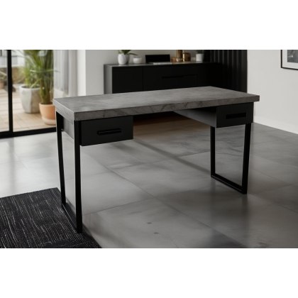 Forge Desk with Drawers Stone Effect
