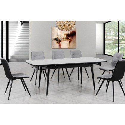 Caira Set of 4 Upholstered Dining Chairs in Grey