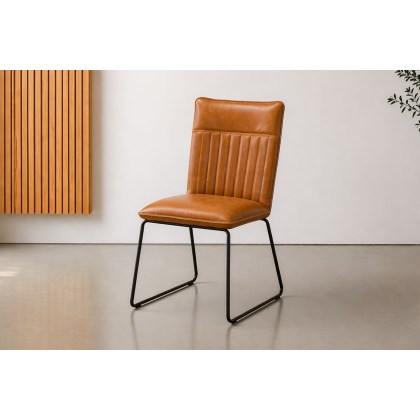 Cooper Leather Dining Chair in Tan (Pair)