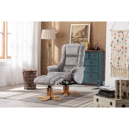 Florida Festival Fabric Swivel Recliner & Stool