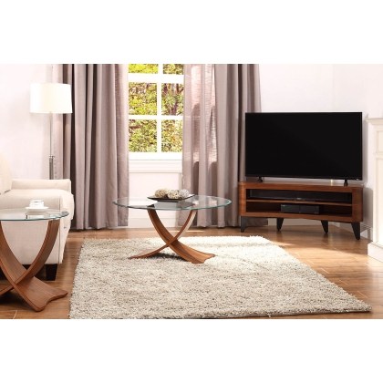 Siena Glass Lamp Table - Walnut