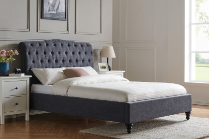 Rosalie Fabric Bed Frame in Dark Grey