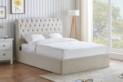 Rosalie Fabric Ottoman Storage Bed Frame in Natural