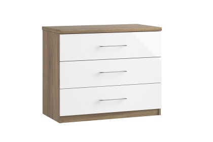 Calgary High-Gloss 3 Drawer Chest of Drawers