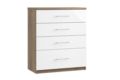 Calgary High-Gloss 4 Drawer Chest of Drawers with Deep Drawer