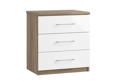 Calgary High-Gloss 3 Drawer Midi Chest of Drawers