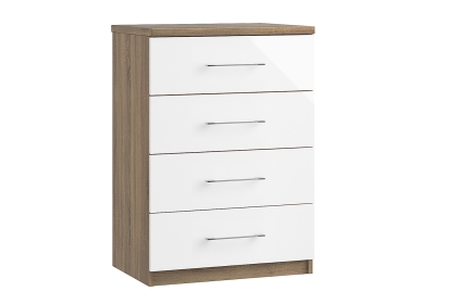 Calgary High-Gloss 4 Drawer Midi Chest of Drawers