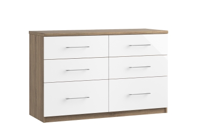Calgary High-Gloss 6 Drawer Twin Chest of Drawers
