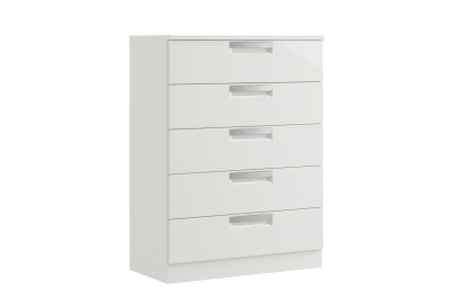 Milly High-Gloss 5 Drawer Chest of Drawers