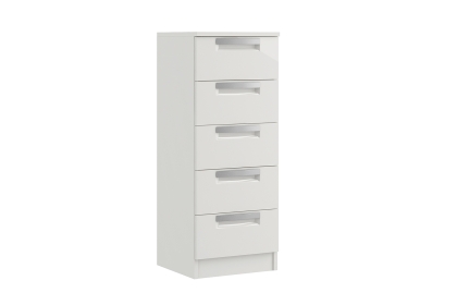 Milly High-Gloss 5 Drawer Narrow Chest of Drawers