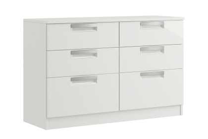 Milly High-Gloss 6 Drawer Twin Chest of Drawers