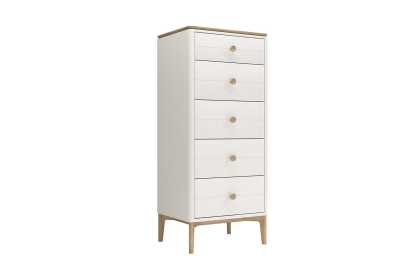 Vida Living Marlow Tall Chest of 5 Drawers in Cashmere Oak and Taupe