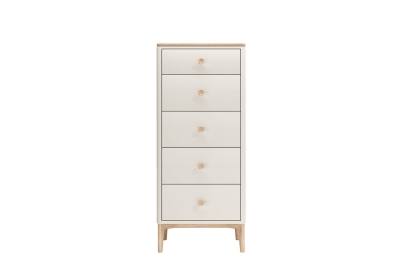 Vida Living Marlow Tall Chest of 5 Drawers in Cashmere Oak and Taupe